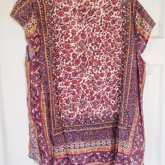 Lucky Brand Boho Embellished Peasant Blouse XL - Picture 2 of 4